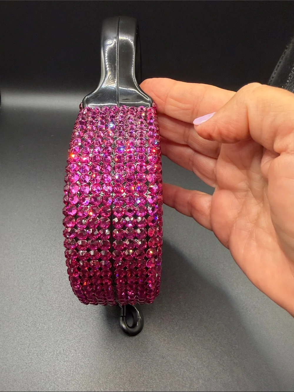 Crystal Embellished Pink Retractable Dog Leash